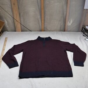 Pendleton Sweater Mens Medium Red‎ Shetland Wool 1/4 Zip Pullover Rugged Outdoor